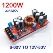 1200W 20A DC Converter Boost Car Step-up Power Supply Module 8-60V to 12-83V