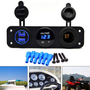 12V Dual USB 3.1A Car Charger Power Socket LED Voltmeter Rocker Switch Panel