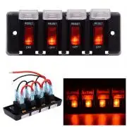 4 Gang 12V-24V Dual USB Waterproof Car Marine Red LED Switch Panel Power Socket