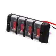 4 Gang 12V-24V Dual USB Waterproof Car Marine Red LED Switch Panel Power Socket