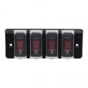 4 Gang 12V-24V Dual USB Waterproof Car Marine Red LED Switch Panel Power Socket