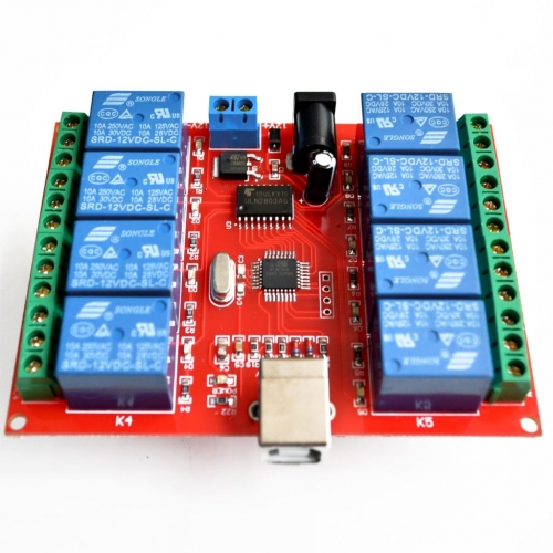 USB - 8 csatornás relé modul panel