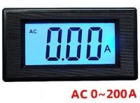 AC 0-200A Digital Blue LCD Ammeter Test , Current Meter Panel Meter