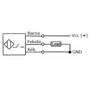 Induktív közelítéskapcsoló PNP Záró (NO) 6-36VDC 8mm