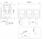 Sorkapocs 3pin, 5.08 lábtáv (0.2inch), kék