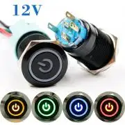 12V LED Power Symbol ON-OFF Car Push Button Switch Latch Metal Toggle SPDT Kit