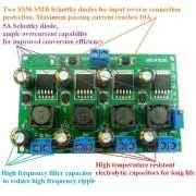 DC-DC le-konvertáló 4 csatornás modul, fix 3.3V, 5V, 12V és állítható kimenettel