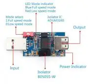 USB galvanikus leválasztó, izolátor áramkör modul