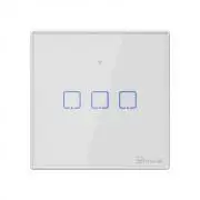 Sonoff TX T2 EU 3C WiFi + RF vezérlésű, távvezérelhető, érintős hármas csillár villanykapcsoló (fehér, kerettel)