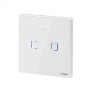 Sonoff TX T2 EU 2C WiFi + RF vezérlésű, távvezérelhető, érintős dupla/csillár villanykapcsoló (fehér, kerettel)