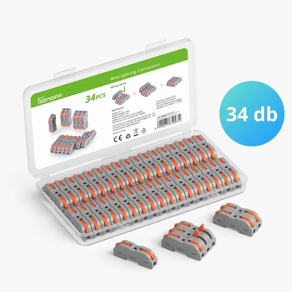 Sonoff D1-2 rugós vezeték összekötő és elosztó szett (54 darabos készlet)