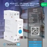 Nous D3T DIN-sín kompatibilis Wi-Fi-s relémodul, Tasmota firmware, Matter kompatibilis, 25A