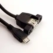 Beépíhető USB anya csatlakozós kábel foglalatba, micro USB véggel