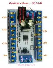 Jel átalakító, 8db DS18B20 érzékelő bemenet, RS485 modul