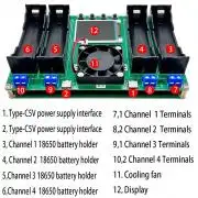18650 LiIon Akku cella tesztelő és töltő kisütő 4 csatornás