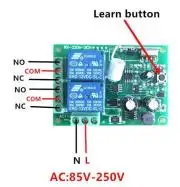 2 gombos távirányító és 2 csatornás vevő modul, relés